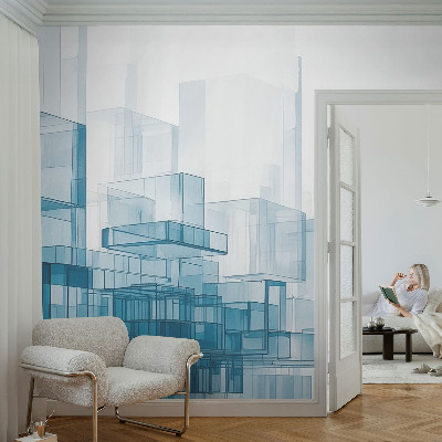 Large wall mural wallpaper with a transparent cubes pattern