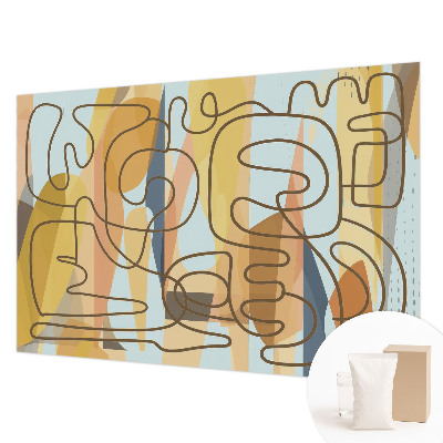 Modern wall mural for bedroom with abstract shapes