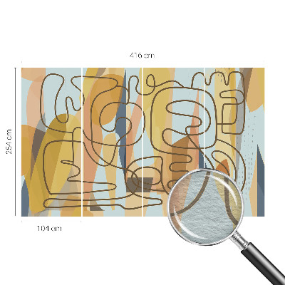 Modern wall mural for bedroom with abstract shapes
