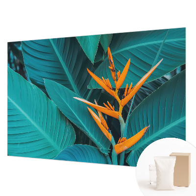 Modern wall mural for living room with leafy floral design
