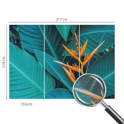 Modern wall mural for living room with leafy floral design