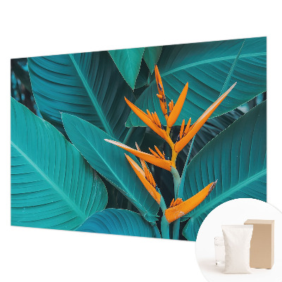 Modern wall mural for living room with leafy floral design