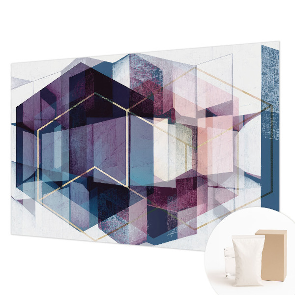 Non-woven wall mural with a geometric cubes pattern