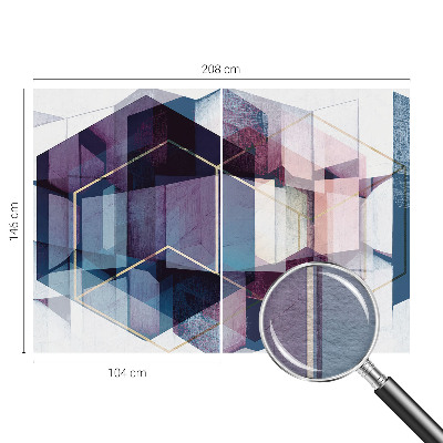 Non-woven wall mural with a geometric cubes pattern