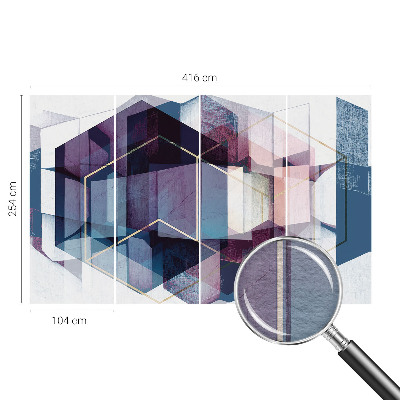 Non-woven wall mural with a geometric cubes pattern