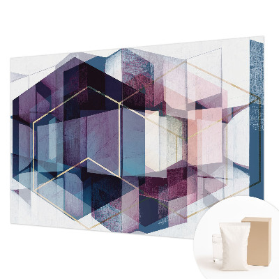 Non-woven wall mural with a geometric cubes pattern
