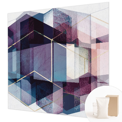 Non-woven wall mural with a geometric cubes pattern