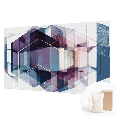 Non-woven wall mural with a geometric cubes pattern