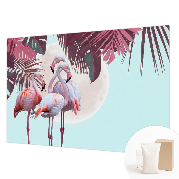 Wall mural with an exotic bird motif