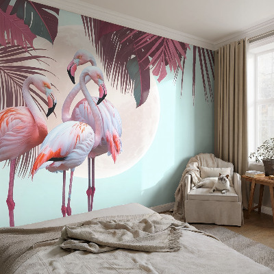 Wall mural with an exotic bird motif