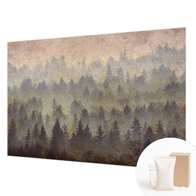 Photo wall mural with a foggy forest motif