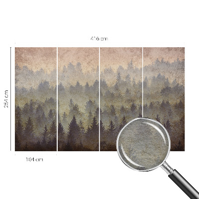 Photo wall mural with a foggy forest motif