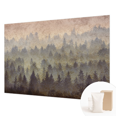 Photo wall mural with a foggy forest motif