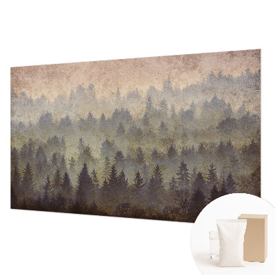 Photo wall mural with a foggy forest motif