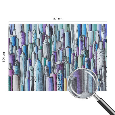 Wall mural for bedroom featuring a city skyscraper motif