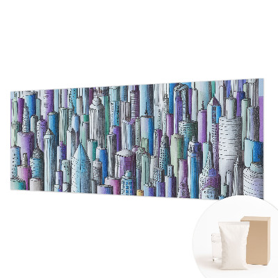 Wall mural for bedroom featuring a city skyscraper motif