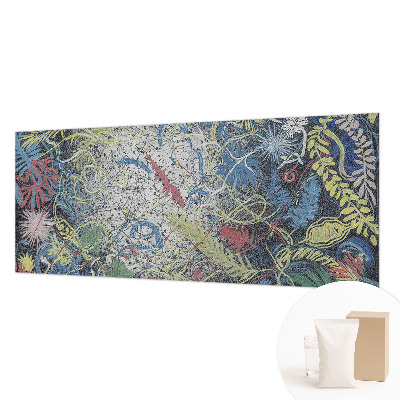 Bedroom wall mural wallpaper with a plant swirl pattern