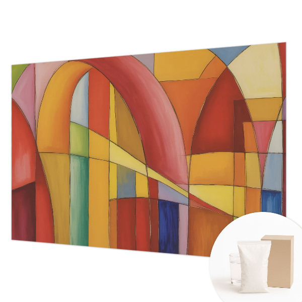 Wall mural for living room featuring an energy forms design