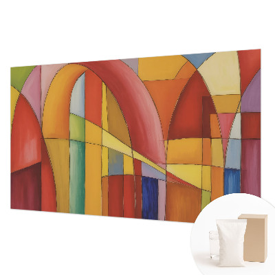 Wall mural for living room featuring an energy forms design