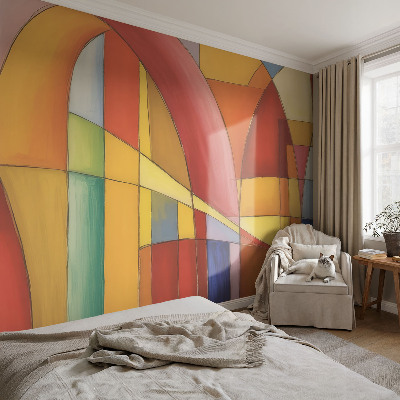 Wall mural for living room featuring an energy forms design