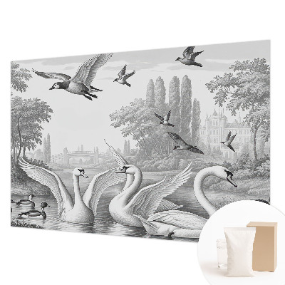 Wallpaper mural for living room with a classic landscape motif