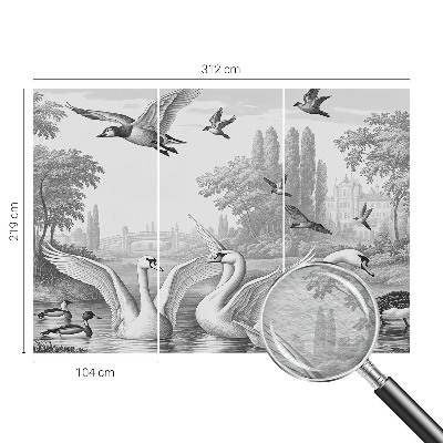 Wallpaper mural for living room with a classic landscape motif