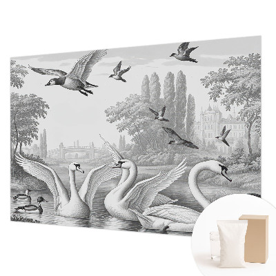 Wallpaper mural for living room with a classic landscape motif