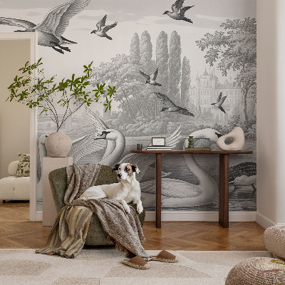 Wallpaper mural for living room with a classic landscape motif