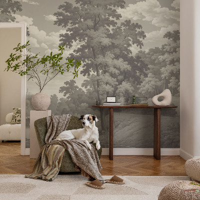 Large wall mural featuring a castle and bridge