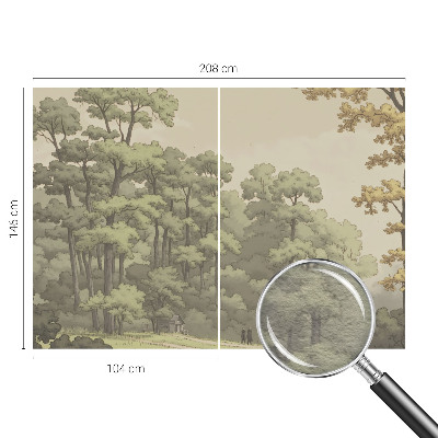 Large wallpaper mural with a forest idyll design