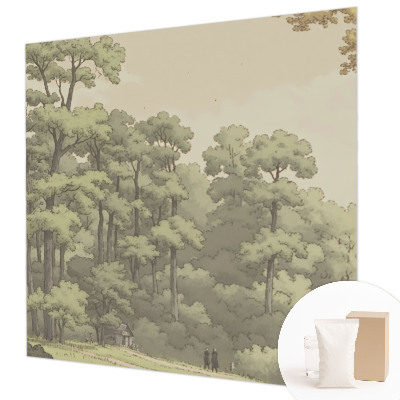 Large wallpaper mural with a forest idyll design
