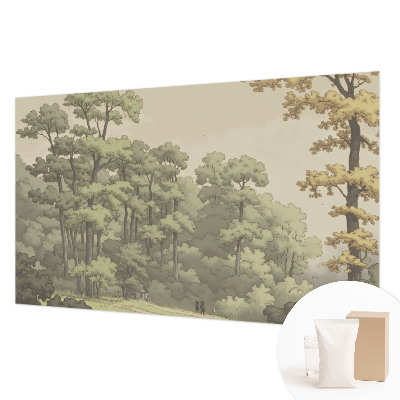 Large wallpaper mural with a forest idyll design