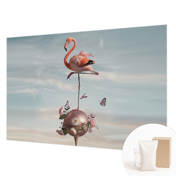 Large wall mural wallpaper featuring an elegant flamingo motif