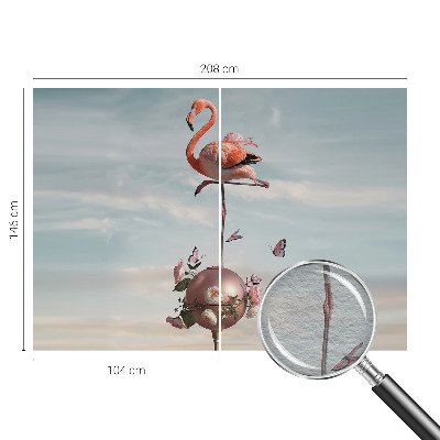 Large wall mural wallpaper featuring an elegant flamingo motif