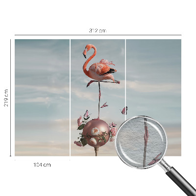 Large wall mural wallpaper featuring an elegant flamingo motif