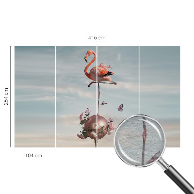 Large wall mural wallpaper featuring an elegant flamingo motif