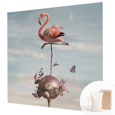 Large wall mural wallpaper featuring an elegant flamingo motif