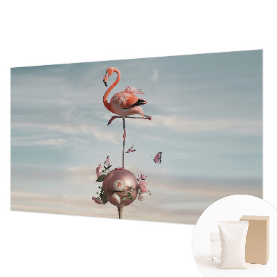 Large wall mural wallpaper featuring an elegant flamingo motif