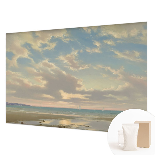 Modern wall mural for bedroom featuring the Quiet Shore design