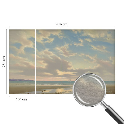 Modern wall mural for bedroom featuring the Quiet Shore design