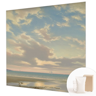 Modern wall mural for bedroom featuring the Quiet Shore design