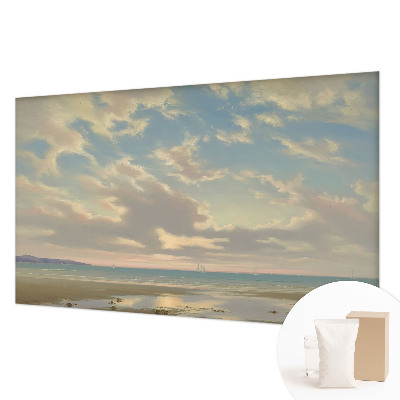 Modern wall mural for bedroom featuring the Quiet Shore design