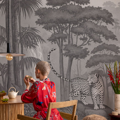 High quality wall mural wallpaper with a tropical jungle motif