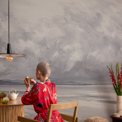 Premium wall mural for bedroom featuring a storm on the horizon