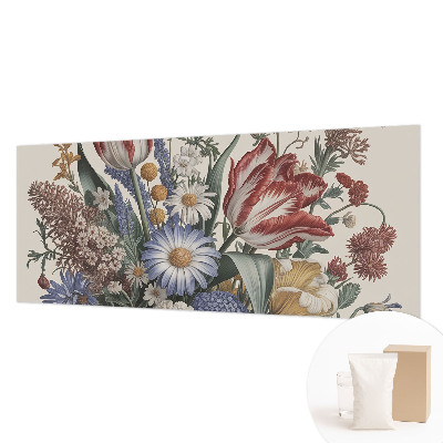 Decorative wall mural for living room featuring a flower bouquet design