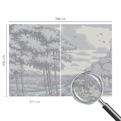 Non-woven photo wallpaper with a fairytale landscape design