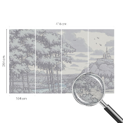Non-woven photo wallpaper with a fairytale landscape design