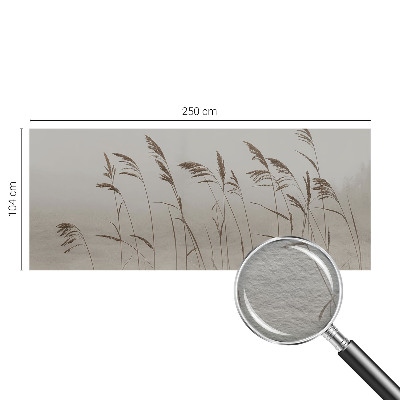 Non-woven wall mural with a grasses-in-fog motif