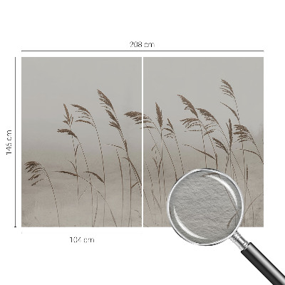 Non-woven wall mural with a grasses-in-fog motif