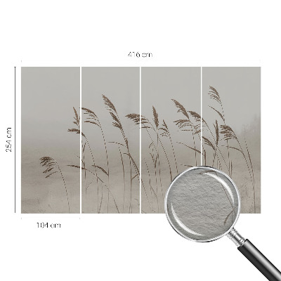 Non-woven wall mural with a grasses-in-fog motif